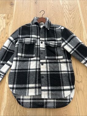 H&M Black White Gray Plaid Shacket